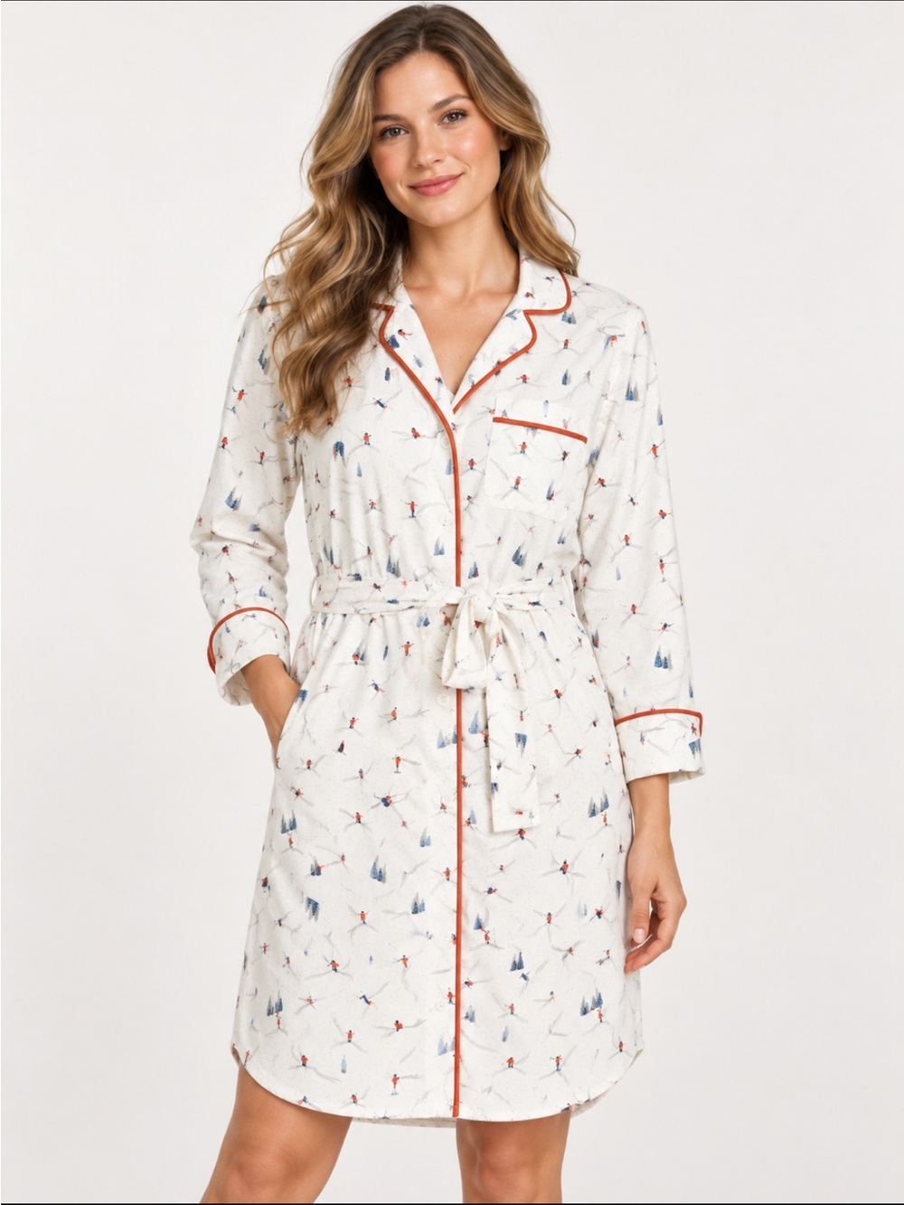 LandsEnd 3/4 Sleeve Flannel Sleepshirt Nightgown/Robe/Lounging/Dress/PJ Top - Picture 2 of 8